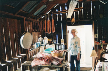 Vera Fricke in smokehouse