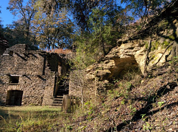 A cascading waterfall from Mount Maria Spring once fell over the edge of the rock wall behind Kreische's Brewery.  Photo courtesy of Gregory Walker.