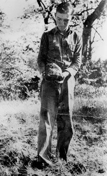 Sonny Fricke with meteorite